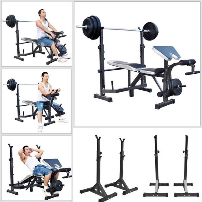 Rack à exercice Fitness Supports de Squat Paire de Supports Réglable en acier massif