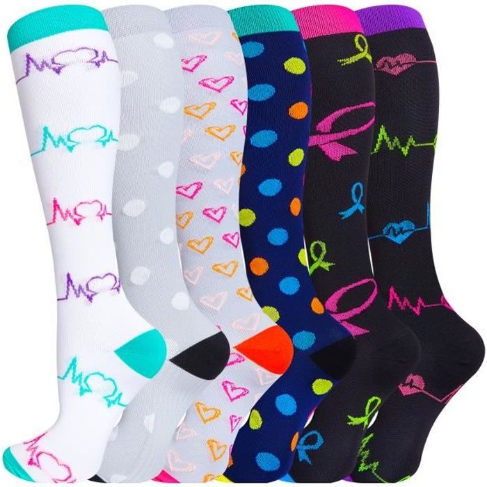 Chaussettes de Compression pour Hommes et Femmes - Bas de Contention Taille L/XL