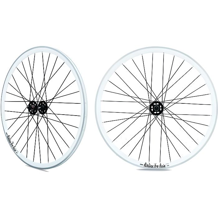 Roue arriere fixie jante blanche moyeu noir