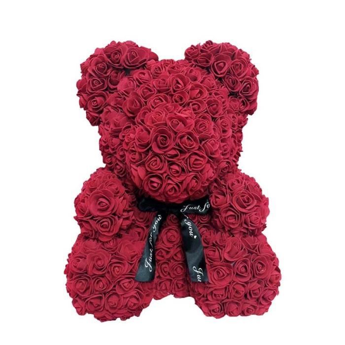 40cm Rose Ours Simulation Fleur Amour Coeur Mousse Rose pour Fête De Mariage-couleur bordeaux