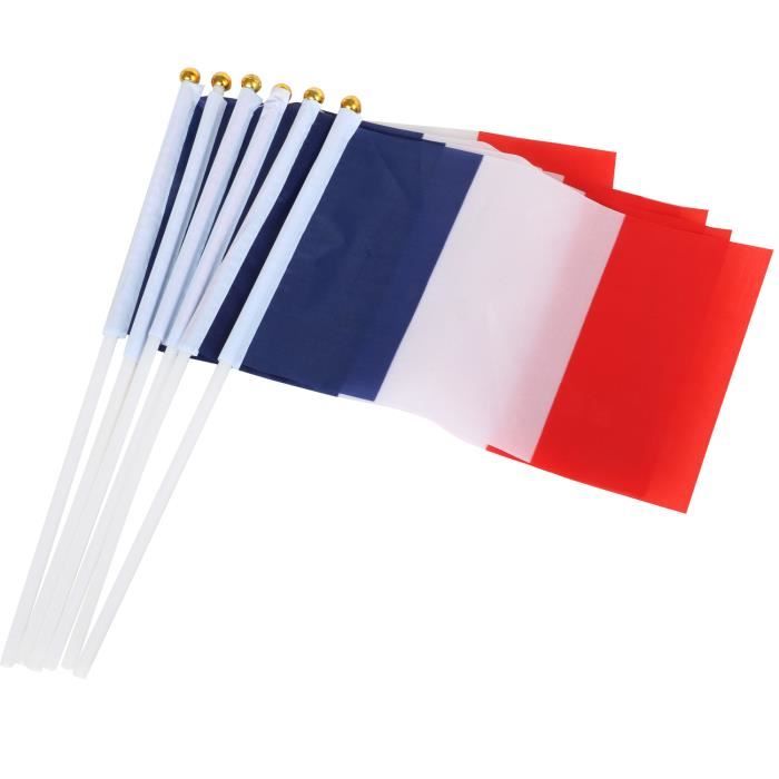 10 drapeaux Français en nylon tricolore à main pour le 14 Juillet TRIXES