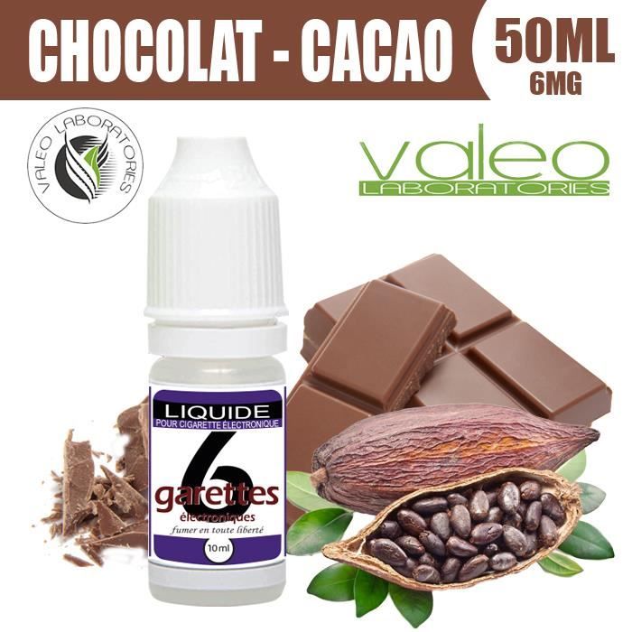 E LIQUIDE 50ML – CHOCOLAT-CACAO 6mg DE NICOTINE - 6GARETTES