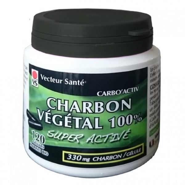 Charbon végétal 100% super activé - 120 gélules - Vecteur Santé