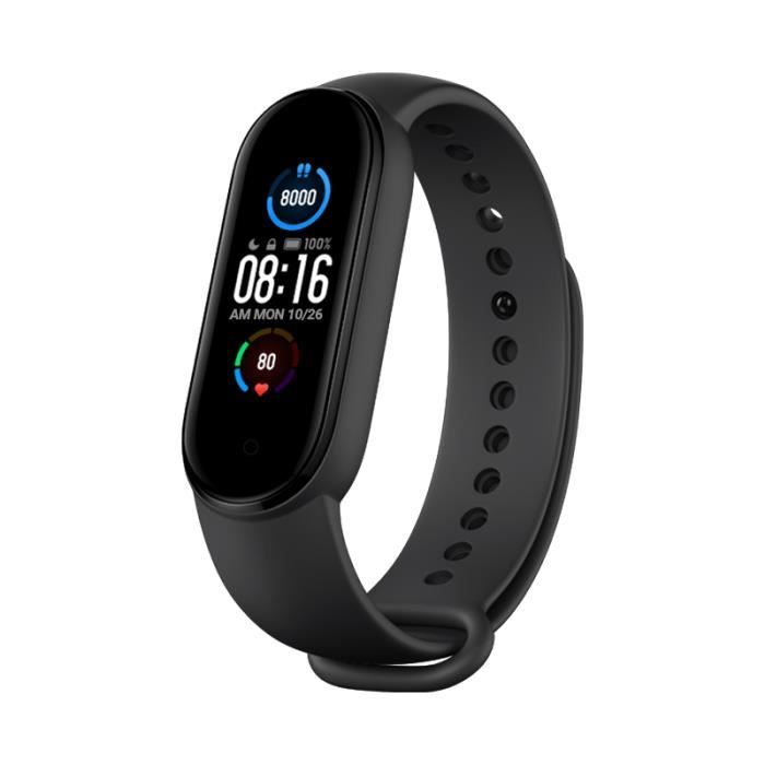 XIAOMI Mi Smart Band 5 Écran AMOLED 11 Modes Sportifs Étanche 50m Surveillance du sommeil 14 jours d'autonomie Noir