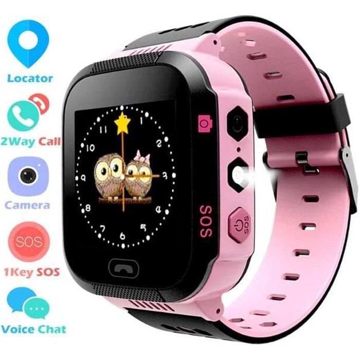 Enfants Smartwatch - GPS/LBS Position Tracker Enfant SOS Mobile Montre Cadeau Enfants pour Filles Garçons (Rose)