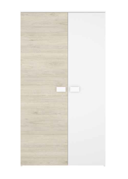 Armoire meuble de rangement avec 2 portes coloris chêne naturel blanc - Longueur 90 x Profondeur 52 x Hauteur 205 cm Armoire meuble de rangement avec 2 portes coloris chêne naturel blanc - Longueur 90 x Profondeur 52 x Hauteur 205 cm