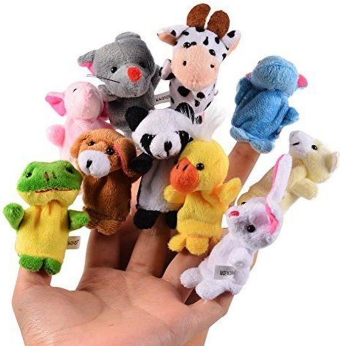 Lot de 10 petites figurines danimaux marionnettes à main marionnettes en peluche accessoires pour anniversaire fête denfants