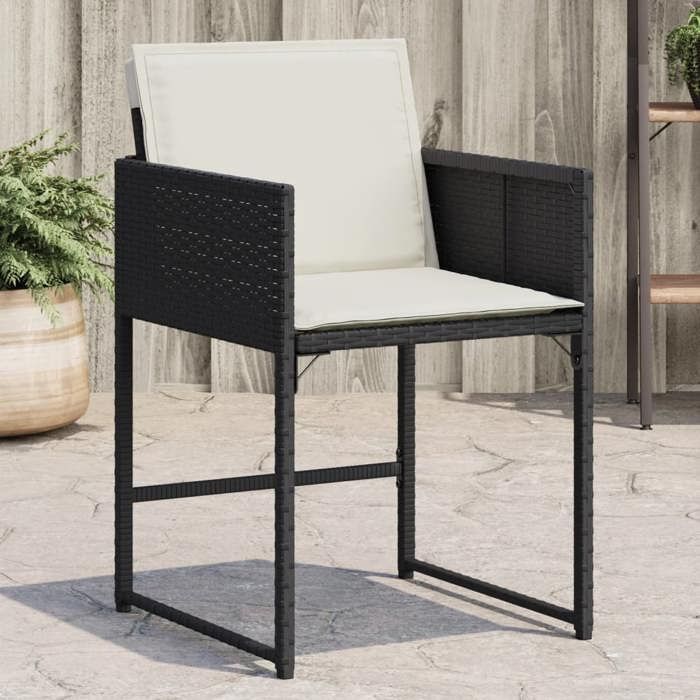 vidaXL Chaises de jardin lot de 4 avec coussins noir résine tressée 4007475