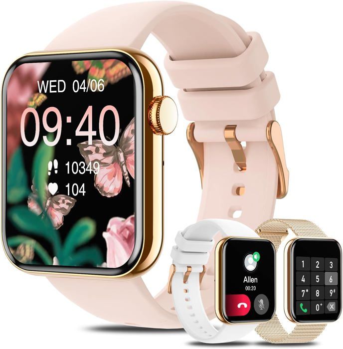 Montre Connectée Femme 1.85 Smartwatch Avec Appel Bluetooth 19 Modes Sportifs Moniteur De Fréquence CardiaqueSpo2SommeilV