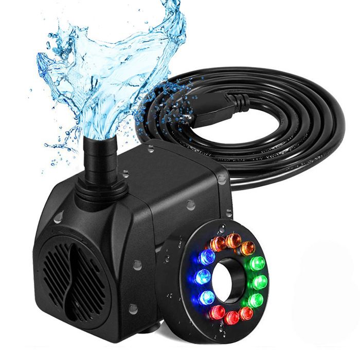 Comparer les prix de Pompes submersibles, pompe à eau submersible 16w 700L/H avec 12 lumières LED de couleur pour fontaine piscine jardin eau aquarium a
