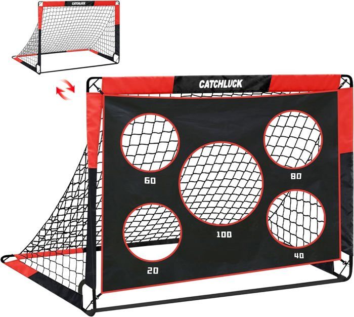 But De Football Portable BAGAIL 2-en-1 Avec Cible Amovible – 180x120x120 Cm, Idéal Entraînement Précision Enfants & Ados