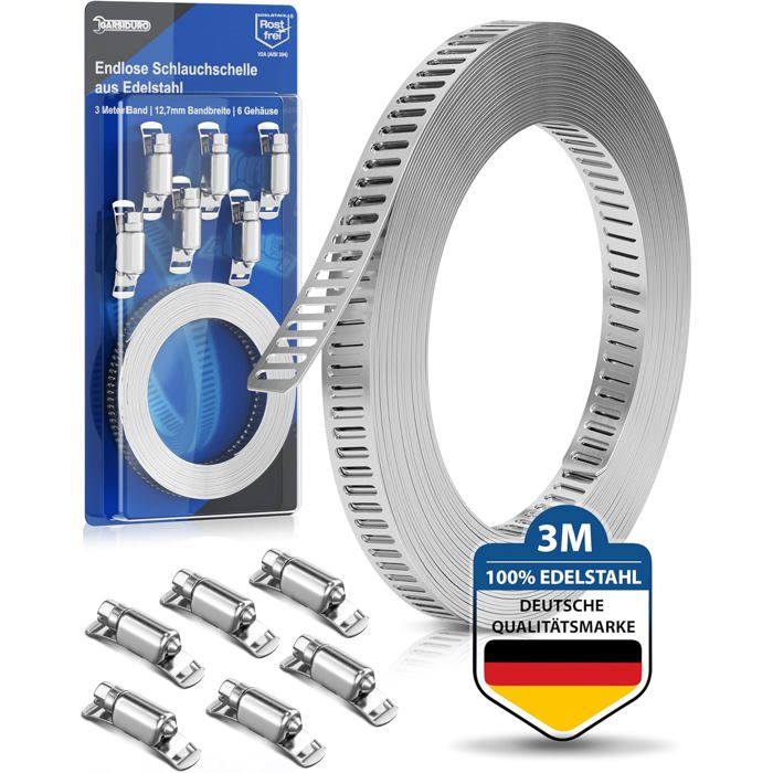Collier De Serrage Inox,6M Bande Perforée En Métal Avec 15 Pièces