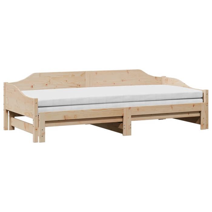 Lit de jour et lit gigogne - VIDAXL - JILIMAISON2025 - Bois massif - 90 x 190 cm - 2 places