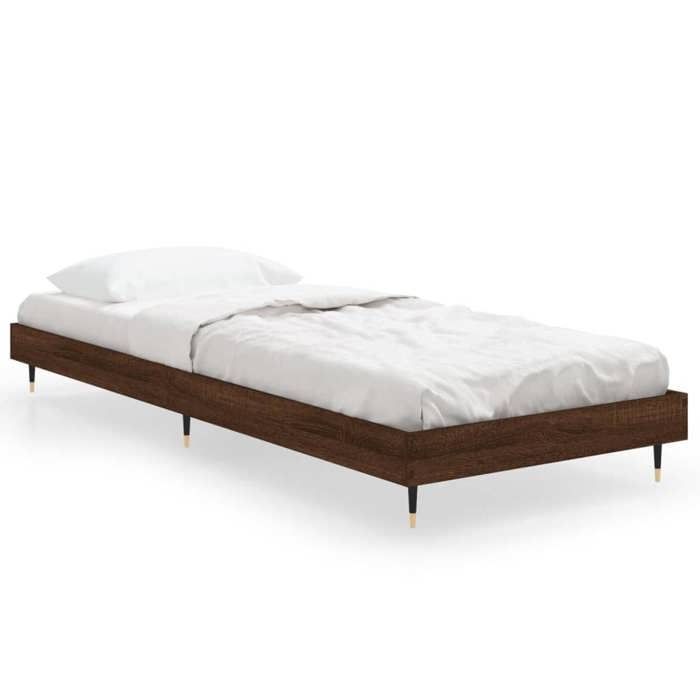 Cadre de lit 1 personne - chêne marron - 75x190 cm - bois dingénierie LL212336
