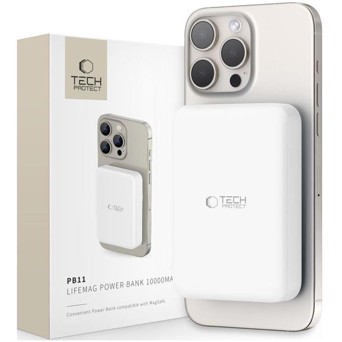 Batterie Externe Tech-Protect Pb11 Lifemag Pour Magsafe Pour Iphone 12 13 Et 14 10 000 Mah
