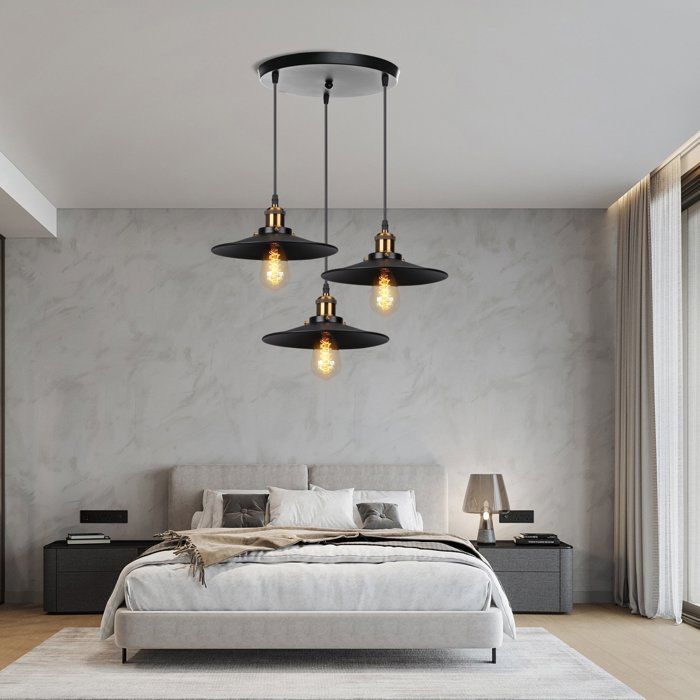 Suspension Luminaire Industrielle - AXHUP - 3 Têtes - Noir - Métal - E27