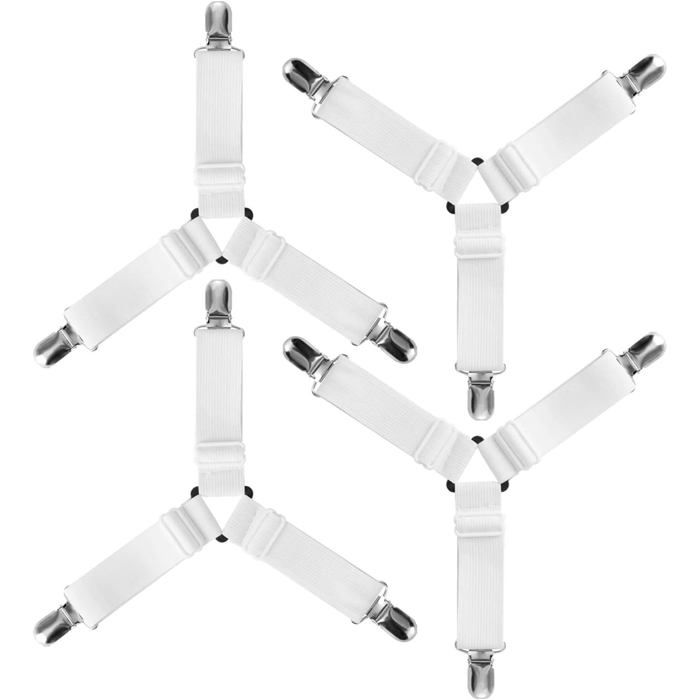 4pcs Triangle Attache Drap Housse Élastique Fixation Sangle de Maintien Réglable pour Literie Drap Lit Housse Repassage