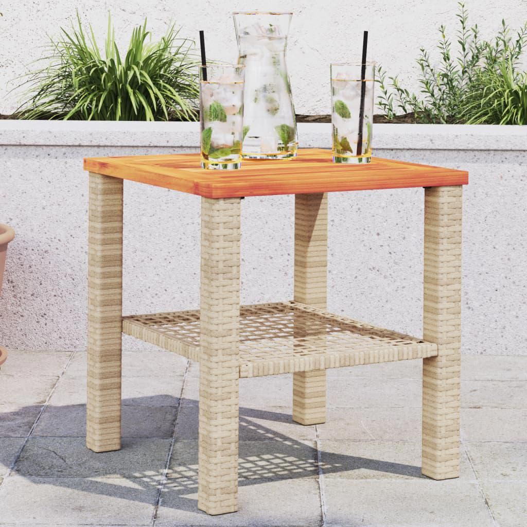 SARAZYJ@Meuble Rectangulaire - Table de jardin beige 40x40x42 cm résine tressée et bois acacia - 2/6 places Home248112