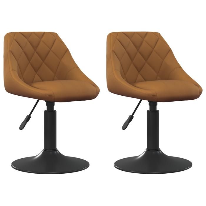 Marron Lot de 2 Chaises de salle à manger pivotantes Géométrique - design ergonomique - Marron Maximum 110 kg @EU4132166