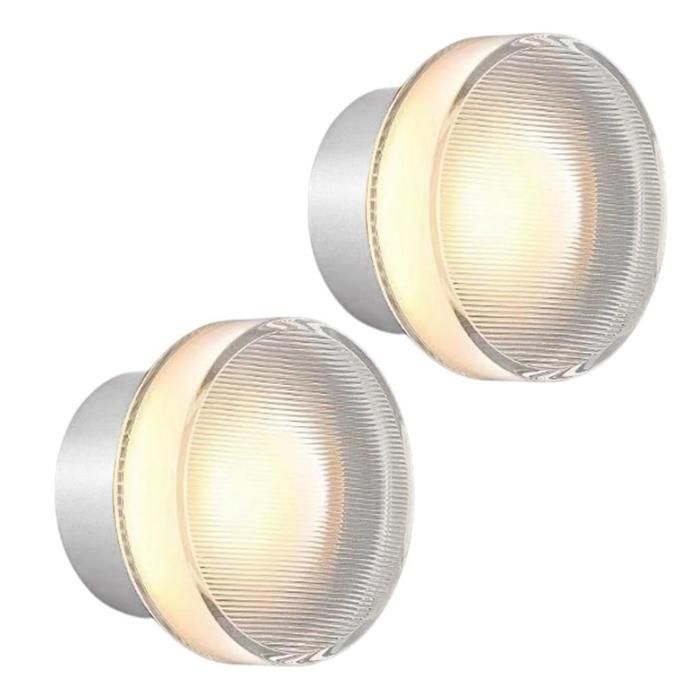 Diday 2pcs Applique Murale Moderne Lampe Murale Intérieur en Aggreko Abat-jour Design Rond LED Eclairage de Murale Lumière Chaude
