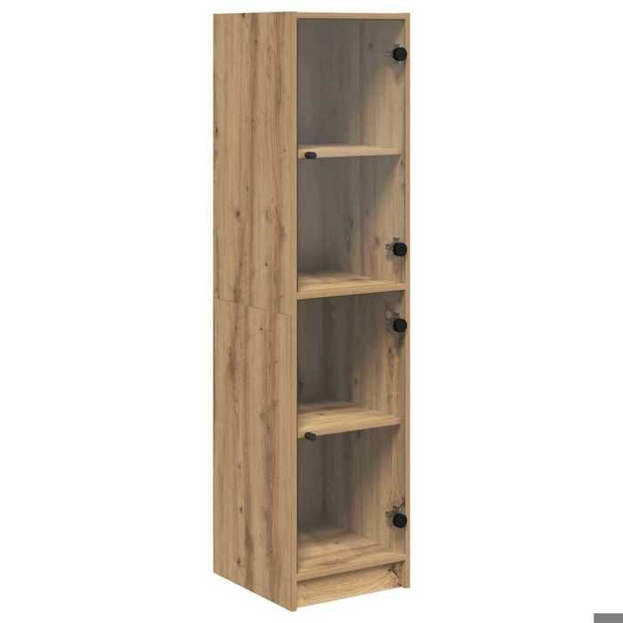 Vitrine en bois dingénierie - vidaxl - Chêne artisanal - 35x37x142 cm - Portes en verre - Grande capacité de rangement