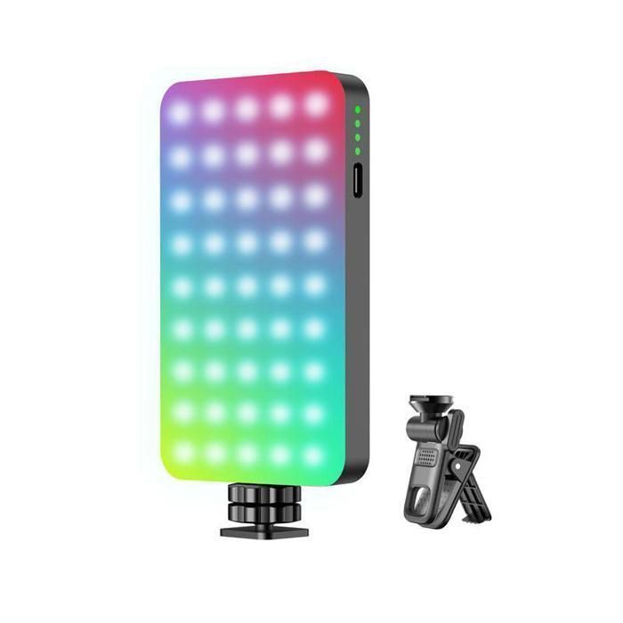 Lampe Selfie LED Rechargeable RGB avec Clip – Lumière Vidéo Smartphone – USB-C – 180°
