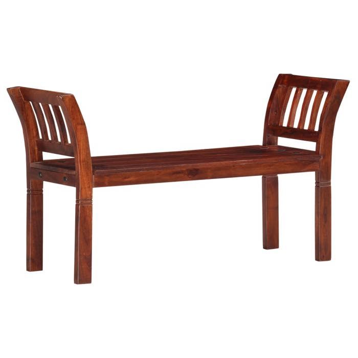 Banc en bois dacacia - vidaXL - 111x37x60 cm - Finition noyer - Surface polie - Peinte et laquée - Accoudoirs incurvés