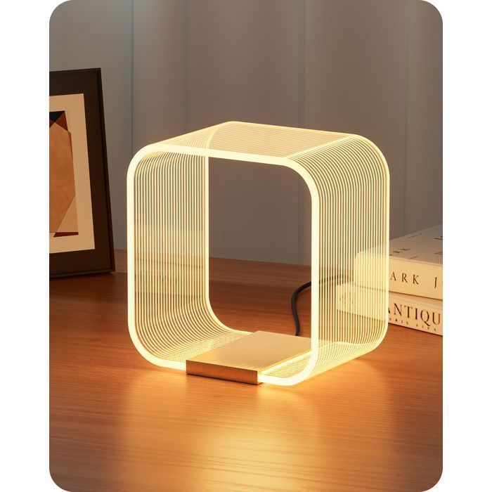 Lampe de chevet - EDISHINE - EDISHINE-T010 - Acrylique & Aluminium - LED dimmable 3 temp. - Source lumineuse cachée