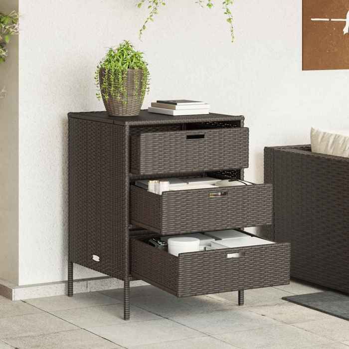 (Vente chaude)Placard/Armoire Haute，CLARENCEMeuble de rangement de jardin - marron 55x59x80cm résine tressée - M322356