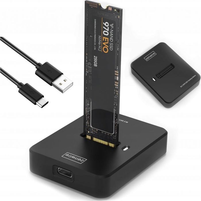 ZENWIRE Boîtier adaptateur M.2 NVMe/SATA vers USB-C 3.2 Gen 2 (10 Gb/s) – Noir