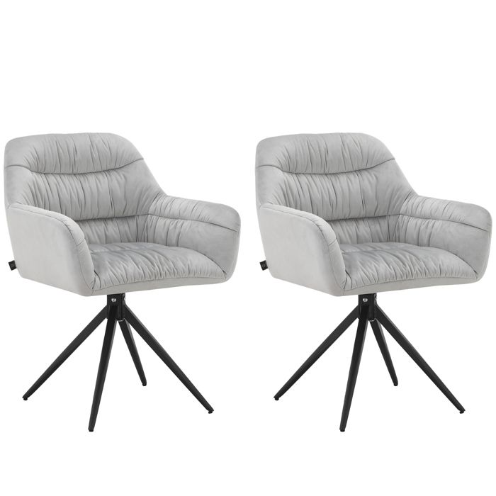 Tokyo-lot De 2 Chaises De Salle à Manger En Velours Gris Clair Tokyo-lot De 2 Chaises De Salle à Manger En Velours Gris Clair