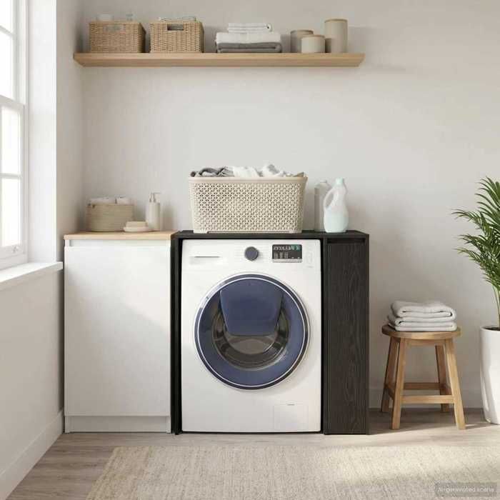 vidaXL Armoire pour machine à laver Chêne noir 87 x 60 x 89 cm Conception de salle de bain rectangulaire style moderne8006801