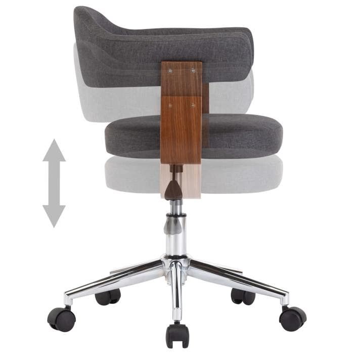 Fauteuil Ergonomique - Gris - Chaise bureau pivotante - 1 PLACE - Gris Bois courbé et tissu 55x50x(70-78) cm F87