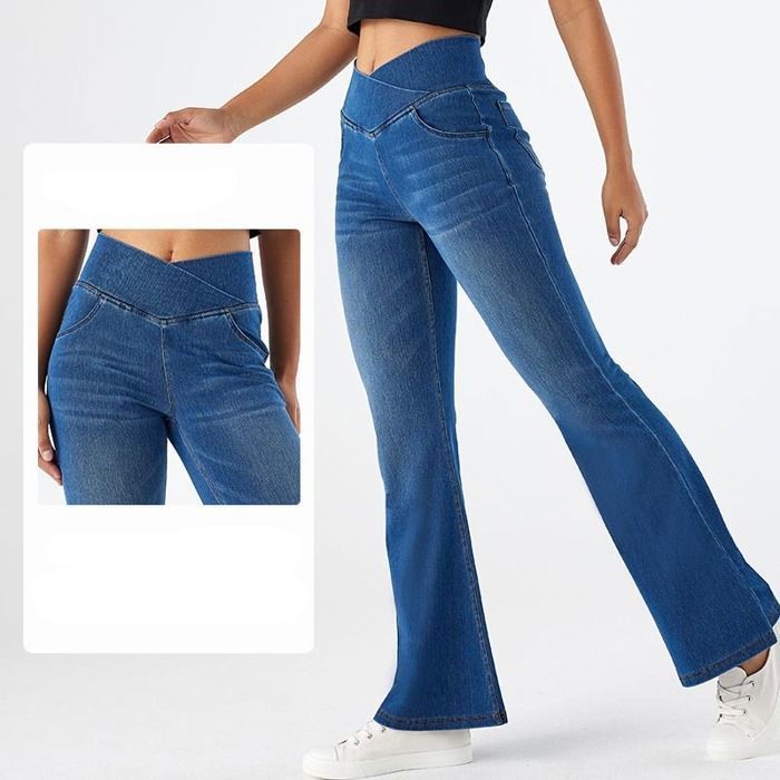 Jeans Femme Bootcut Taille Haute Bleu