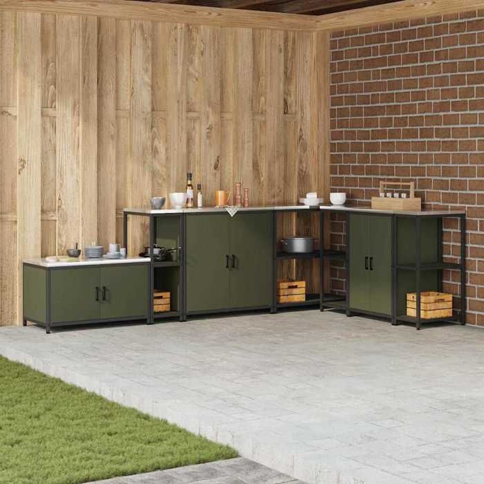 Armoire de Rangement de cuisine Meuble bas Vert olive 60x50x92 cm Acier A13963