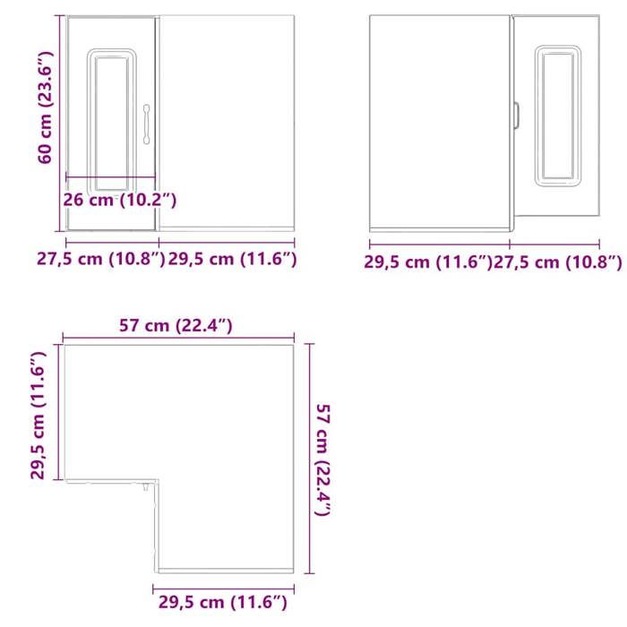 Rangement de cuisine - Armoire murale dangle de cuisine Kalmar gris béton - Buffet Vaisselier Rangement@502192
