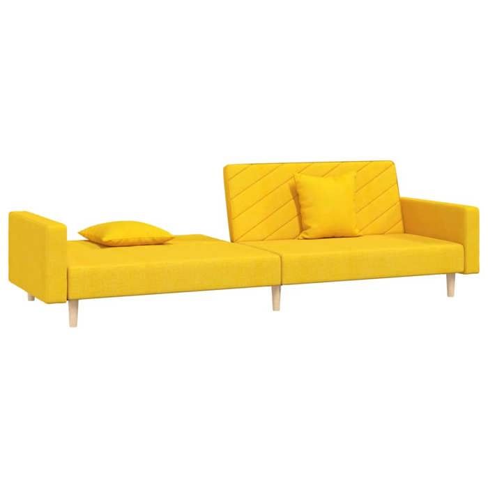 Canapé-lit - SOFA 2 en 1 - à 2 places - avec deux oreillers - jaune tissu - (par siège) : 110 kg C2894