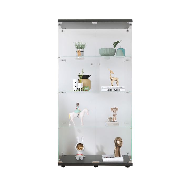 Vitrine en verre à 2 porte vitrine de salon de 4 étagère bibliothèque sur pied pour salon chambre bureau noir Vitrine en verre à 2 porte vitrine de salon de 4 étagère bibliothèque sur pied pour salon chambre bureau noir