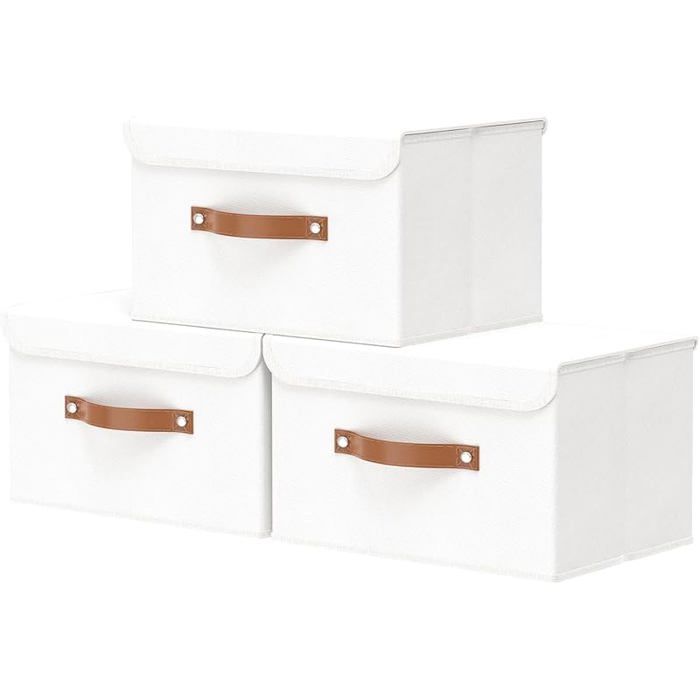 Paniers de Rangement33 x 23 x 20 cm Boîte Pliables avec Couvercles et PoignéesBac Range pour 33x23x20cm(3 Pack) Bnc
