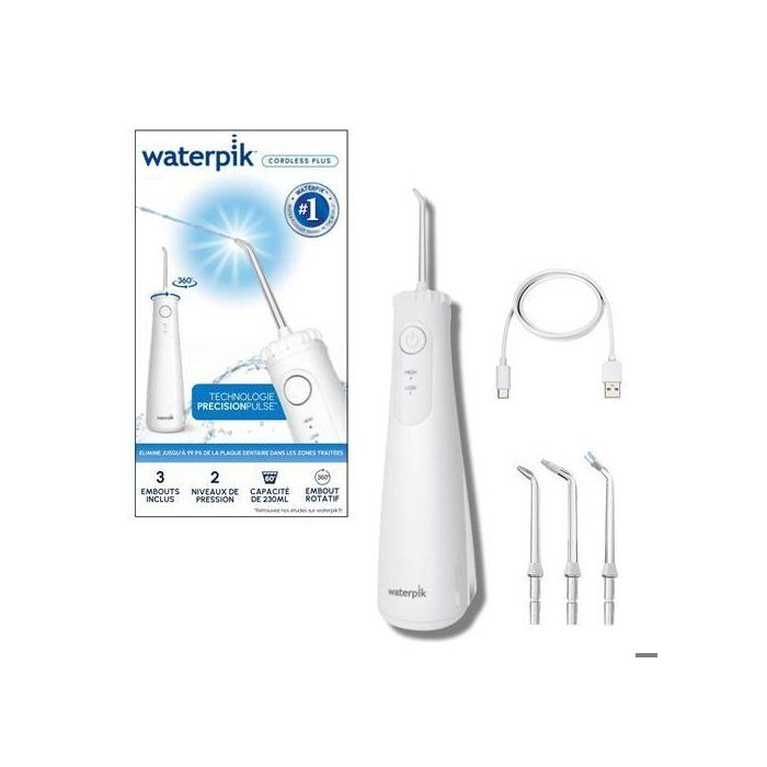 Hydropulseur sans fil - WATERPIK - Cordless Plus WF-26 - Réservoir intégré - 3 embouts - Rechargeable