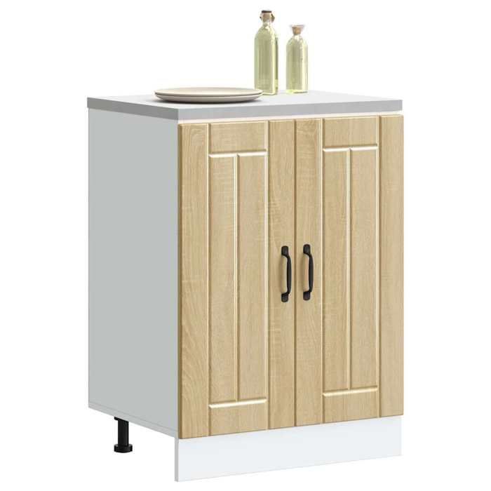 Meuble de base de lavabo Lucca - vidaXL - Desserte cuisine - Bois ingénierie - Chêne sonoma - Avec lavabo - 60x46x81 5 cm 302ako26w