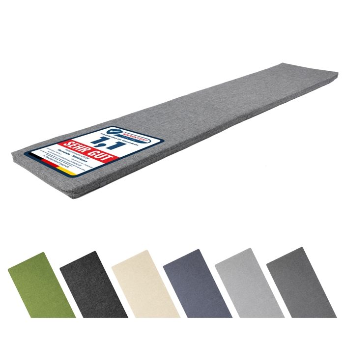 Garronda Coussin de Banc Extérieur 200x40 cm Imperméable Résistant UV avec Élastiques GD-0220 Gris
