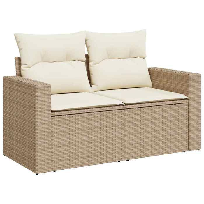 Les SoldesCanapé de jardin Anti UV - avec coussins - mobilier dextérieur - 2 places beige résine tressée(131 x 62 x 69 cm) fop70f