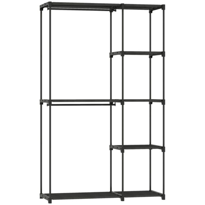 Armoire en tissu avec tringle et étagères adaptée à une chambre ou un dressing 111 x 43 x 185 cm noire. Armoire en tissu avec tringle et étagères adaptée à une chambre ou un dressing 111 x 43 x 185 cm noire.