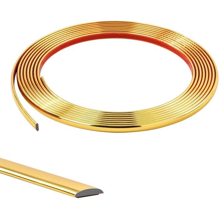 Moulure Autoadhésive 4Mx2 Rouleaux Baguette PVC Dorée 10mm - Mur Angle Plafond Carrelage Miroir