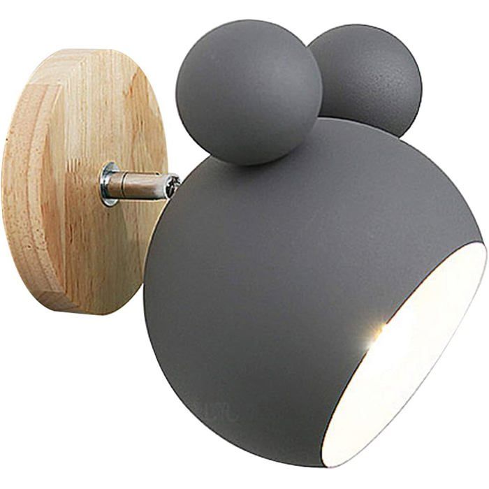 Applique murale dintérieur style nordique ours mignon en bois lampe de chevet/lecture pour chambre salon chambre denfant (gris