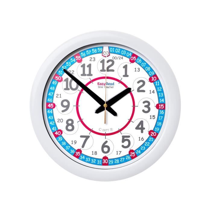 Horloge Murale EasyRead Time Teacher - Apprentissage De L'Heure Pour Enfants - Méthode Française