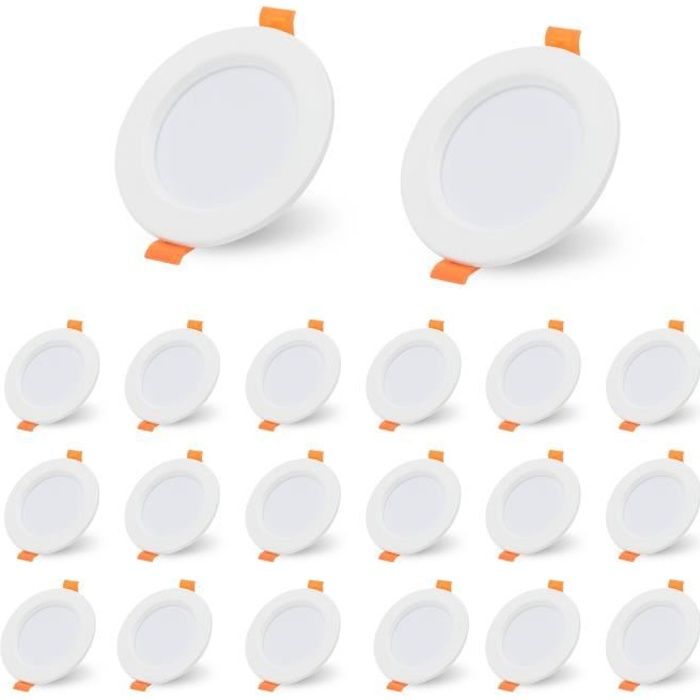 20x spots encastrables LED spots encastrables 5W spots de plafond blanc chaud LIGNE DE SPOTS