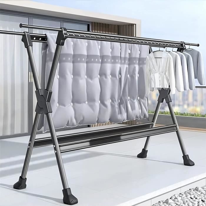 Lot De 2 étendoirs à Linge En Spirale Acier Inoxydable - Pour Draps, Couettes - Design Gain De Place, 41,8 Cm