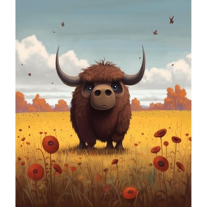 Peinture Par Numéro – Taureau – 40x50 Cm – Kit Acrylique Complet – Déco Murale – Détente Créative